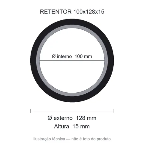 Retentor Automotivo 100 mm x 128 mm x 15 mm - 01805 T.B E 100x128x15/25 VT.B