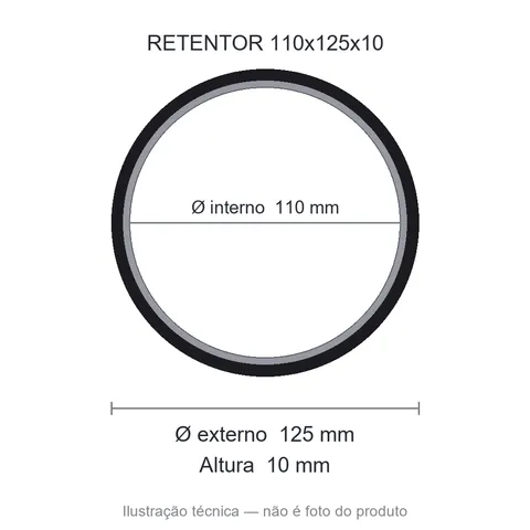 Retentor 110 mm x 125 mm x 10 mm NORD 110x125x10 BRG NBR