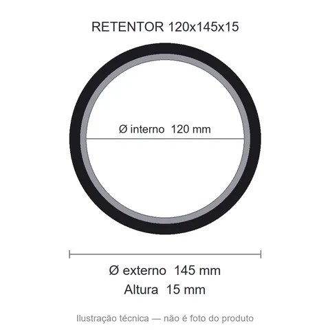 Retentor Automotivo 120 mm x 145 mm x 15 mm - 01884 120x145x15 BG