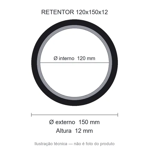 Retentor 120 mm x 150 mm x 12 mm NORD 120x150x12 BRG NBR