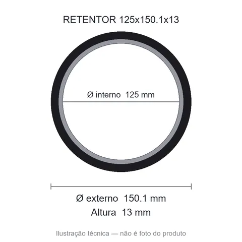 Retentor Industrial 125 mm x 150,1 mm x 13 mm - 125x150,1x13 00420 BR