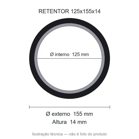 Retentor 125 mm x 155 mm x 14 mm ZSG 125x155x14 BRG 44654