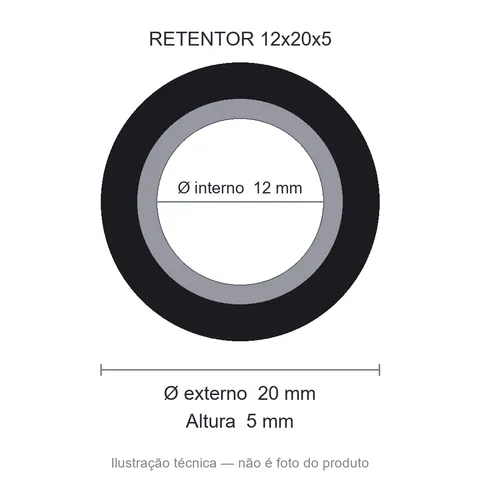 Retentor 12 mm x 20 mm x 5 mm NORD 12x20x5 BRG NBR
