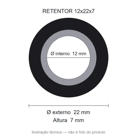 Retentor Agrícola 12 mm x 22 mm x 7 mm - 00289 12x22x7 NBR