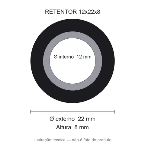 Retentor 12 mm x 22 mm x 8 mm NORD 12x22x8 BRG NBR