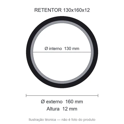 Retentor Industrial 130 mm x 160 mm x 12 mm - 01193 130x160x12