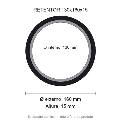 Retentor Automotivo 130 mm x 160 mm x 15 mm SAV 02069 130x160x15 NBR