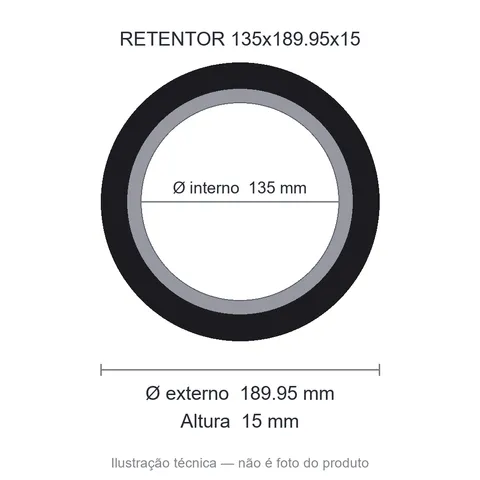 Retentor Automotivo 135 mm x 189,95 mm x 15 mm - 135x189,95x15 00042 BR