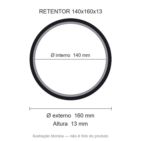 Retentor 140 mm x 160 mm x 13 mm NORD 140x160x13 BRG NBR