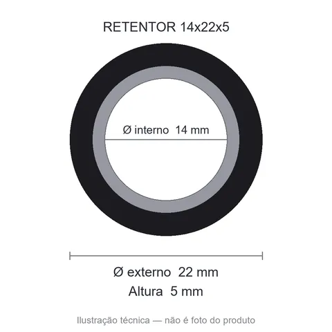 Retentor 14 mm x 22 mm x 5 mm NORD 14x22x5 03252-BRG