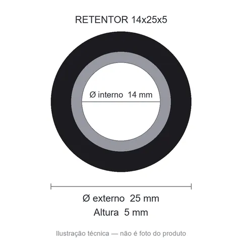 Retentor 14 mm x 25 mm x 5 mm NORD 14x25x5 NBR
