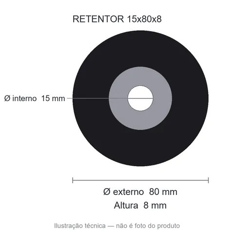 Retentor Automotivo 15 mm x 80 mm x 8 mm - 02529 BRGP 15x80x8