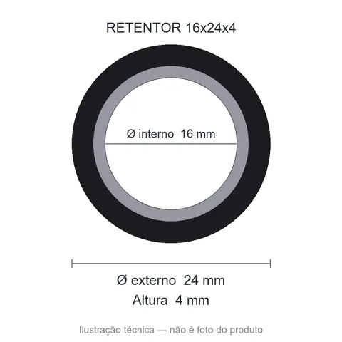 Retentor 16 mm x 24 mm x 4 mm NORD 16x24x4 BRG NBR
