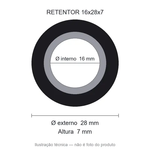 Retentor Automotivo 16 mm x 28 mm x 7 mm - 02310 16x28x7