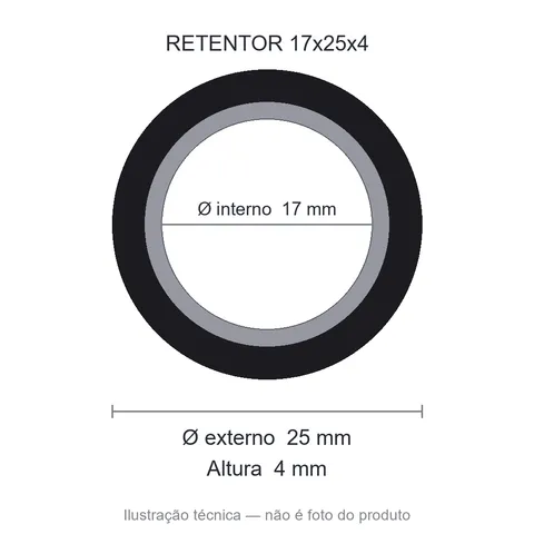 Retentor 17 mm x 25 mm x 4 mm - 02161 17x25x4