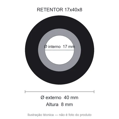 Retentor 17 mm x 40 mm x 8 mm NORD 17x40x8 BRG NBR