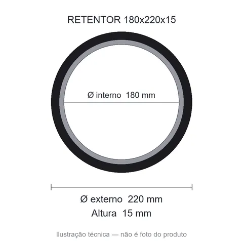 Retentor 180 mm x 220 mm x 15 mm VEDALONE 180x220x15 BRG NBR
