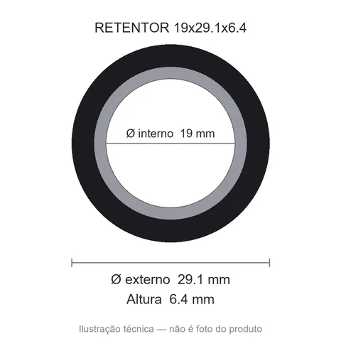 Retentor 19 mm x 29,1 mm x 6,4 mm - 19x29,1x6,4 01909 BR