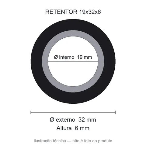 Retentor 19 mm x 32 mm x 6 mm NORD 19x32x6 BRG NBR