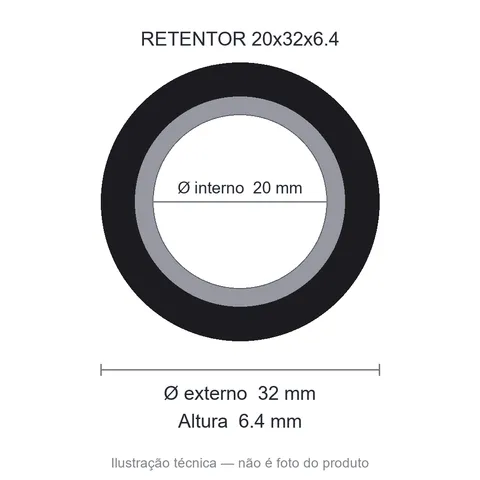 Retentor Agrícola 20 mm x 32 mm x 6,4 mm NORD 20x32x6,4 BRG 00712