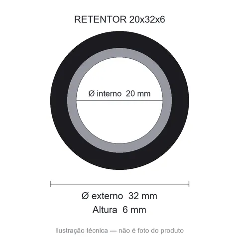 Retentor 20 mm x 32 mm x 6 mm ZSG 20x32x6 BRG