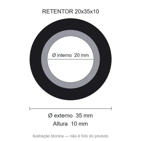 Retentor 20 mm x 35 mm x 10 mm NORD 20x35x10 BRG NBR