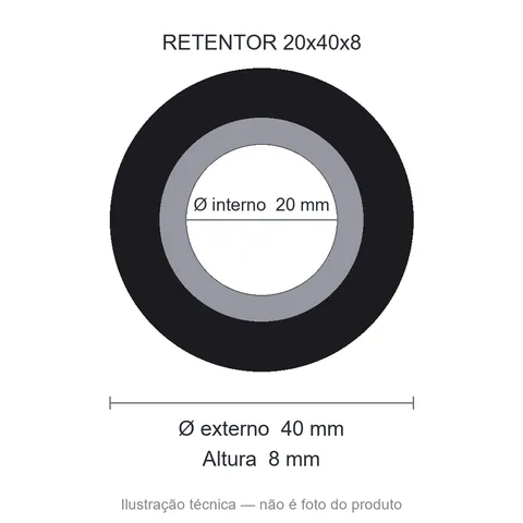 Retentor 20 mm x 40 mm x 8 mm SAV 20x40x8 BA 5627 (duas Molas)