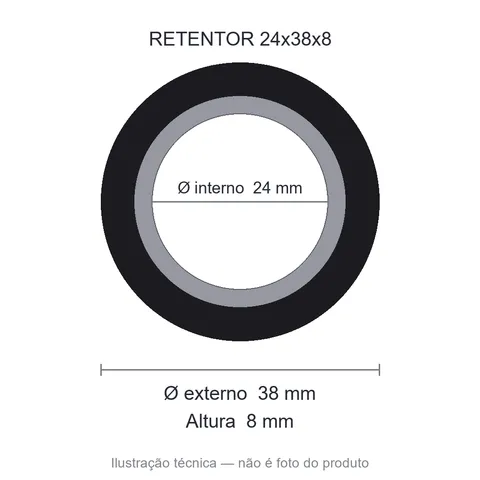 Retentor 24 mm x 38 mm x 8 mm NORD 24x38x8 BRG NBR