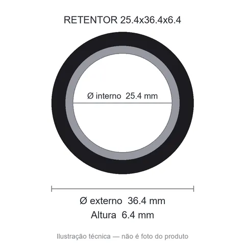 Retentor 25,4 mm x 36,4 mm x 6,4 mm - 25,40x36,40x6,40 00283 BR