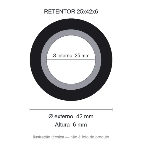 Retentor 25 mm x 42 mm x 6 mm NORD 25x42x6 BRG ( 01604 BRG )