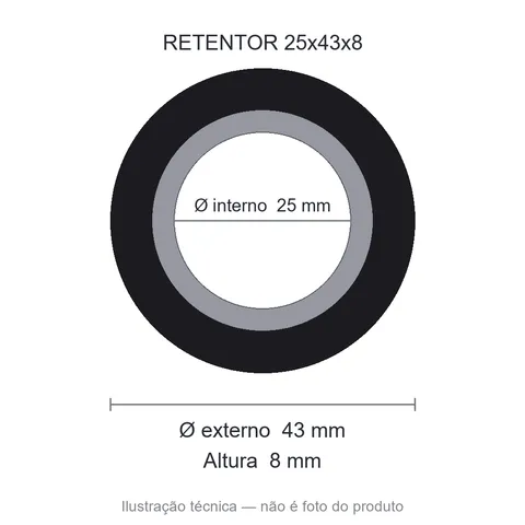Retentor 25 mm x 43 mm x 8 mm NOK 25x43x8