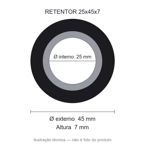 Retentor Industrial 25 mm x 45 mm x 7 mm NORD 02010 25x45x7 BRG NORD