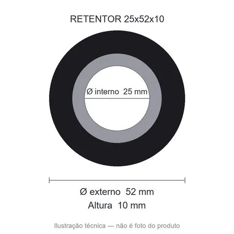 Retentor 25 mm x 52 mm x 10 mm MUNDIAL 25x52x10 00463