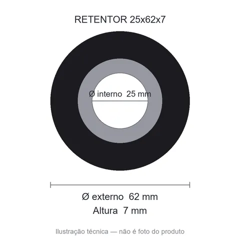 Retentor 25 mm x 62 mm x 7 mm ZSG 25x62x7 BRG