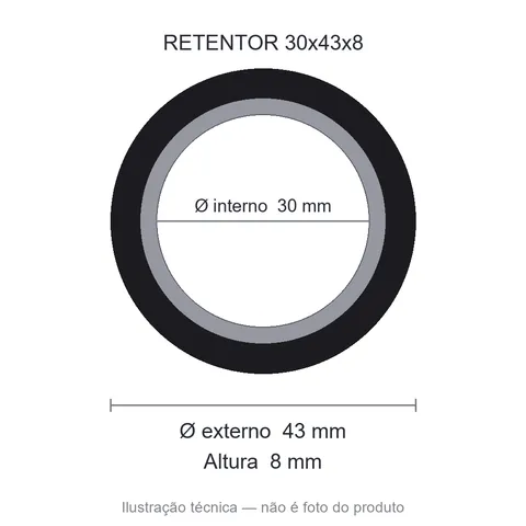Retentor 30 mm x 43 mm x 8 mm ZSG 30x43x8 NBR