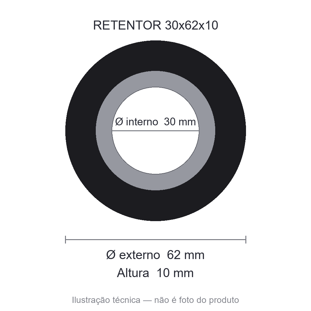 ARCA 30x62x10 01273-BA - Retentor 30 mm x 62 mm x 10 mm - Unitário
