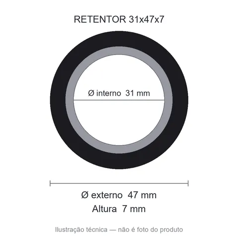 Retentor 31 mm x 47 mm x 7 mm NORD 31x47x7 BRG NBR
