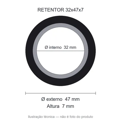 Retentor 32 mm x 47 mm x 7 mm NORD 32x47x7 BRG NBR