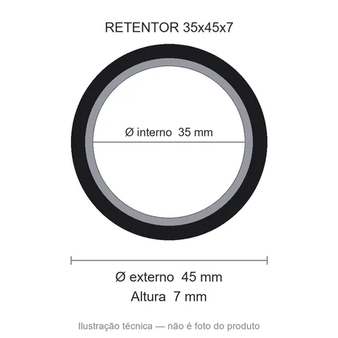 Retentor 35 mm x 45 mm x 7 mm NORD 35x45x7 BRG NBR
