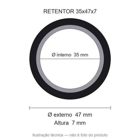 Retentor 35 mm x 47 mm x 7 mm - 35x47x7 NBR