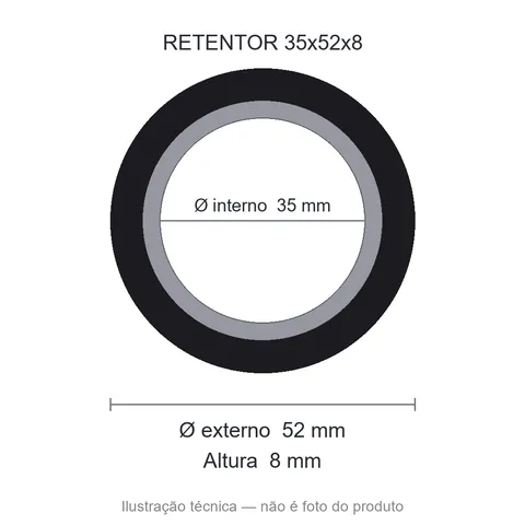 Retentor 35 mm x 52 mm x 8 mm NORD 35x52x8 BRG NBR