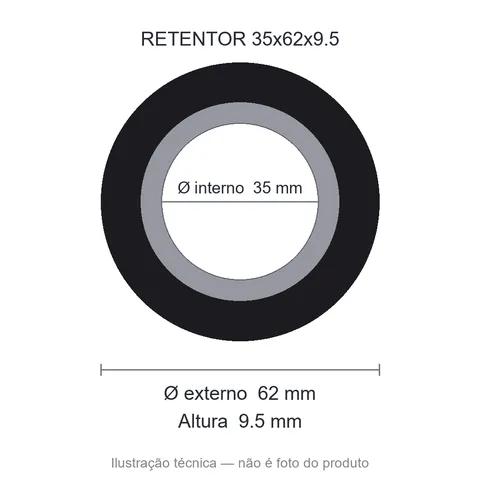 Retentor 35 mm x 62 mm x 9,5 mm MUNDIAL 35x62x9,5 BA- 800