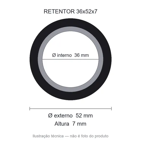 Retentor 36 mm x 52 mm x 7 mm NORD 36x52x7 BRG