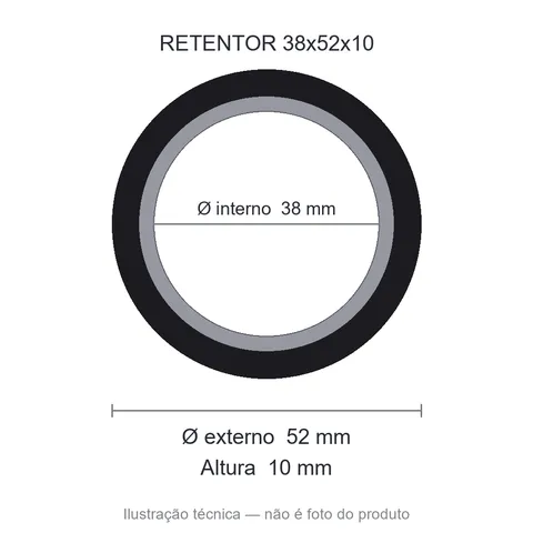 Retentor 38 mm x 52 mm x 10 mm - 38x52x10 NBR - 00479