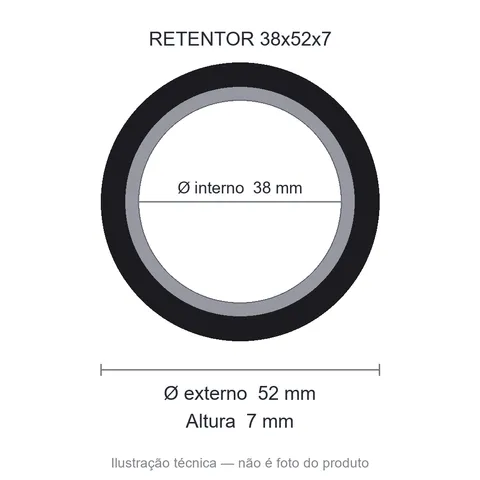 Retentor 38 mm x 52 mm x 7 mm NORD 38x52x7 BRG NBR