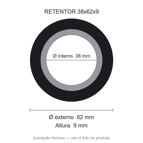 Retentor 38 mm x 62 mm x 9 mm ARCA 38x62x9 6050 BRG