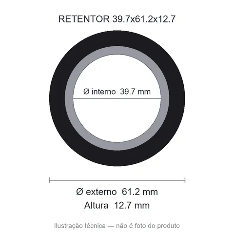Retentor 39,7 mm x 61,2 mm x 12,7 mm - 39,70x61,20x12,70 B - 02532