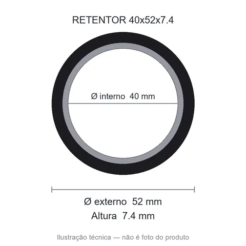 Retentor 40 mm x 52 mm x 7,4 mm MUNDIAL 40x52x7,40 BRG 01988