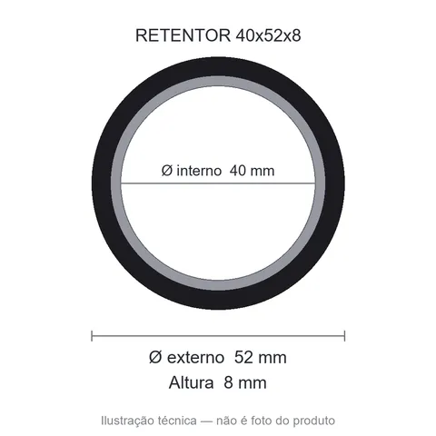 Retentor 40 mm x 52 mm x 8 mm NORD 02430 40x52x8 BRG