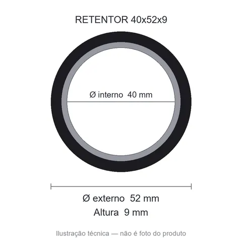 Retentor 40 mm x 52 mm x 9 mm - 02068 40x52x9 BRGP